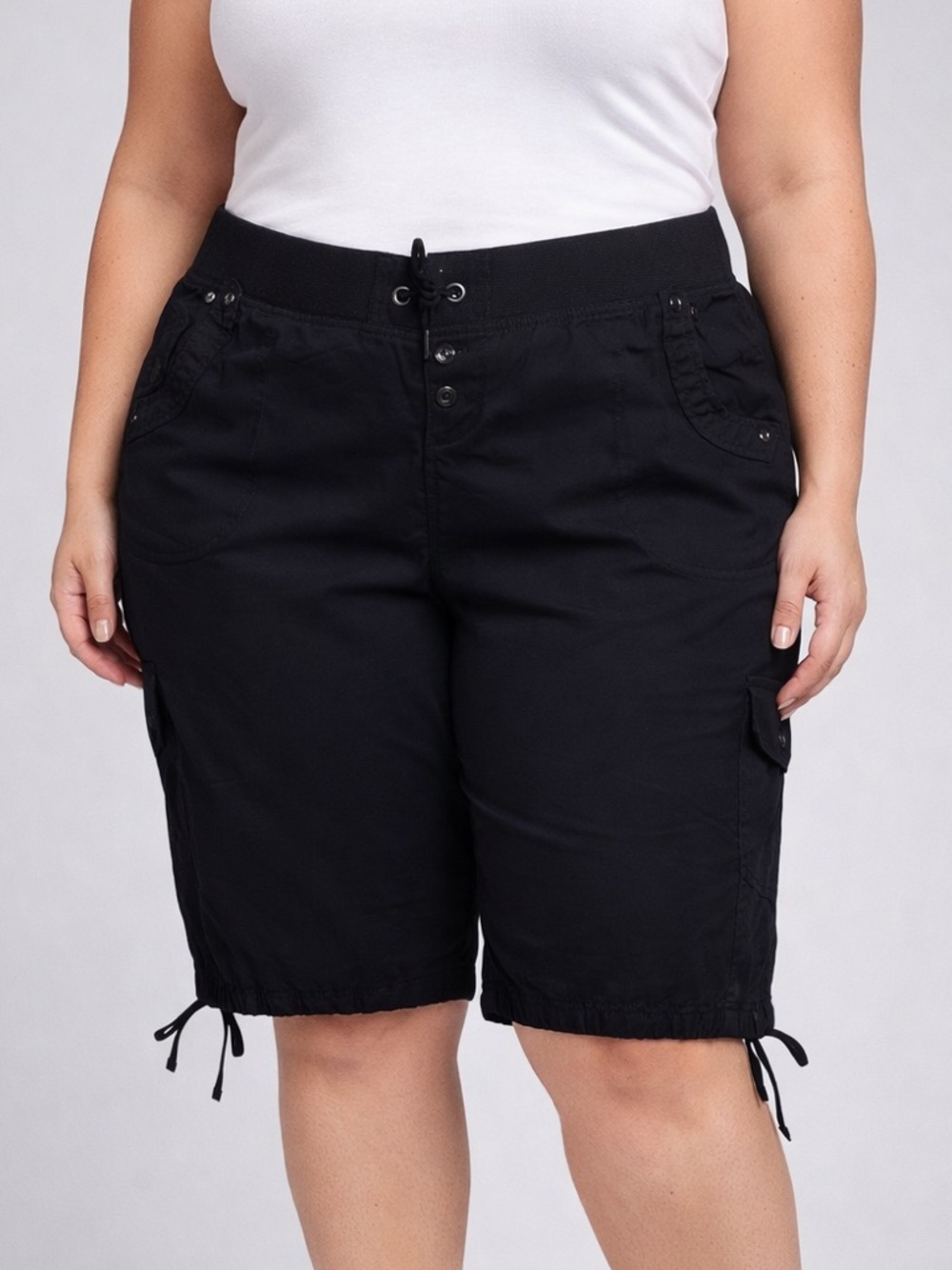 🥰SHOW SPECIAL MY STYLE Black Capris Decorative Pockets 1X